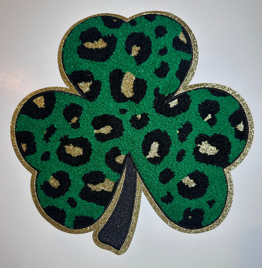 Leopard Print Green and Gold Shamrock